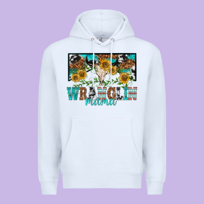 Wranglin Mama Premium Hoodie Designed By Texasbilliewilder
