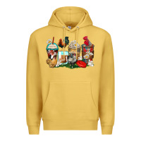 Antique Gold rooster coffee cups Premium Hoodie - Zillion Design Studio