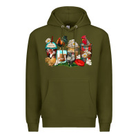Army Green rooster coffee cups Premium Hoodie - Zillion Design Studio
