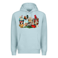 Blue Mist rooster coffee cups Premium Hoodie - Zillion Design Studio