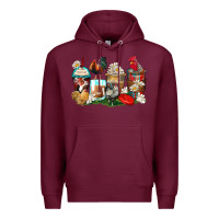 Burgundy rooster coffee cups Premium Hoodie - Zillion Design Studio