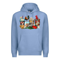 Colony Blue rooster coffee cups Premium Hoodie - Zillion Design Studio