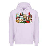 Lilac rooster coffee cups Premium Hoodie - Zillion Design Studio