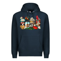 Navy rooster coffee cups Premium Hoodie - Zillion Design Studio