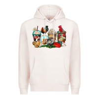 Pale Pink rooster coffee cups Premium Hoodie - Zillion Design Studio