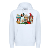 White rooster coffee cups Premium Hoodie - Zillion Design Studio