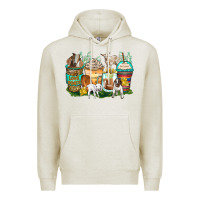 Oatmeal Heather goats coffee cups Premium Hoodie - Zillion Design Studio