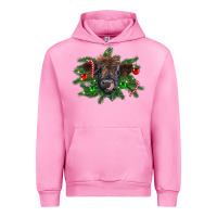 Fuchsia Pink Christmas highland calf Urban Hoodie - RanaPortraitStore