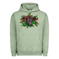Pigment Oil Green Christmas highland calf Urban Hoodie - RanaPortraitStore