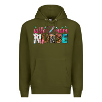 Army Green wife mom nurse Premium Hoodie - texasbilliewilder