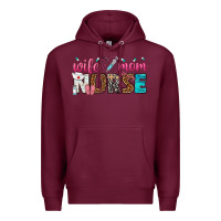 Burgundy wife mom nurse Premium Hoodie - texasbilliewilder
