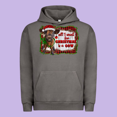 All I Want For Christmas Is A Cow Highland Calf Urban Hoodie Designed By Ranaportraitstore