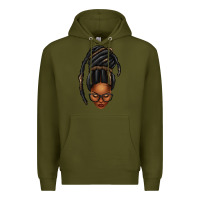 Army Green afro woman faux jumbo locs Premium Hoodie - texasbilliewilder