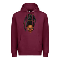 Burgundy afro woman faux jumbo locs Premium Hoodie - texasbilliewilder