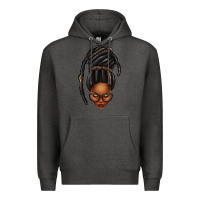 Charcoal Heather afro woman faux jumbo locs Premium Hoodie - texasbilliewilder