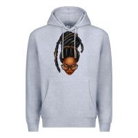 Heather Grey afro woman faux jumbo locs Premium Hoodie - texasbilliewilder