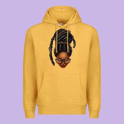 Afro Woman Faux Jumbo Locs Premium Hoodie Designed By Texasbilliewilder