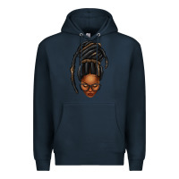 Navy afro woman faux jumbo locs Premium Hoodie - texasbilliewilder