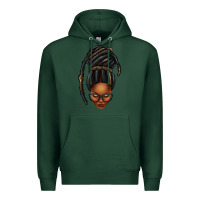 Sports Green afro woman faux jumbo locs Premium Hoodie - texasbilliewilder