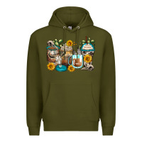 Army Green bull skull coffee cups Premium Hoodie - Zillion Design Studio