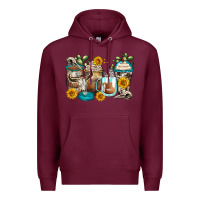 Burgundy bull skull coffee cups Premium Hoodie - Zillion Design Studio