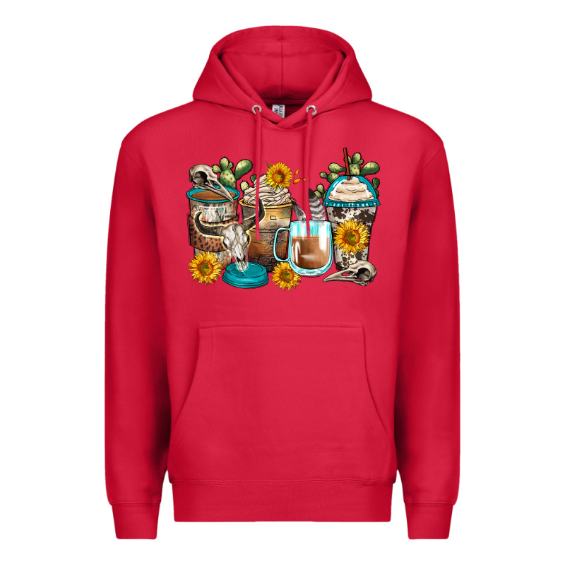 Bull Skull Coffee Cups Premium Hoodie by Zillion Design Studio | Teevron