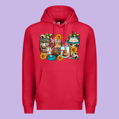Bull Skull Coffee Cups Premium Hoodie Designed By Zillion Design Studio