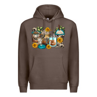 Coffee bull skull coffee cups Premium Hoodie - Zillion Design Studio