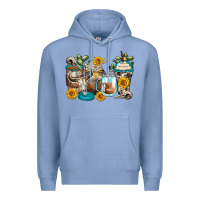 Colony Blue bull skull coffee cups Premium Hoodie - Zillion Design Studio