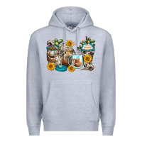 Heather Grey bull skull coffee cups Premium Hoodie - Zillion Design Studio