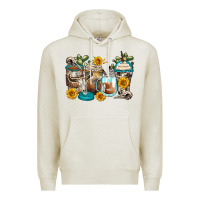 Oatmeal Heather bull skull coffee cups Premium Hoodie - Zillion Design Studio