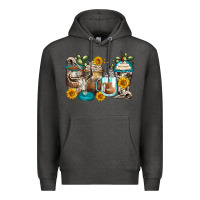 Charcoal Heather bull skull coffee cups Premium Hoodie - Zillion Design Studio