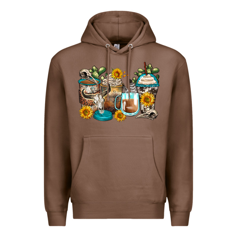 Bull Skull Coffee Cups Premium Hoodie by Zillion Design Studio | Teevron