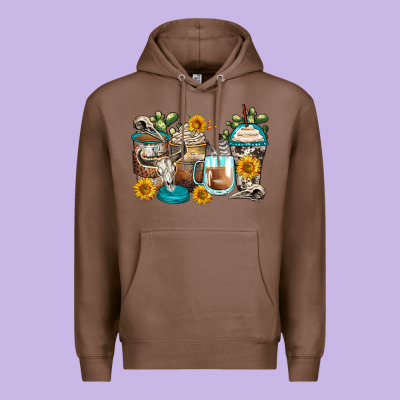 Bull Skull Coffee Cups Premium Hoodie Designed By Zillion Design Studio