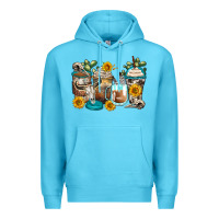 Ocean Blue bull skull coffee cups Premium Hoodie - Zillion Design Studio