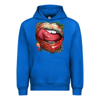 Cobalt strawberry lips with leopard Urban Hoodie - texasbilliewilder