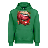 Emerald strawberry lips with leopard Urban Hoodie - texasbilliewilder
