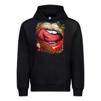 Foreset Green strawberry lips with leopard Urban Hoodie - texasbilliewilder
