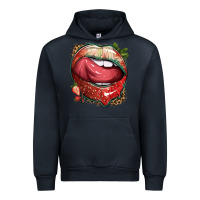 Navy strawberry lips with leopard Urban Hoodie - texasbilliewilder