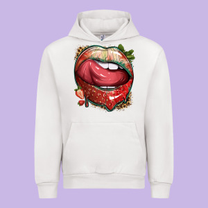 Strawberry Lips With Leopard Urban Hoodie Designed By Texasbilliewilder
