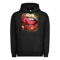Pigment Black strawberry lips with leopard Urban Hoodie - texasbilliewilder
