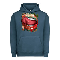 Pigment Midnight Navy strawberry lips with leopard Urban Hoodie - texasbilliewilder