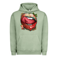 Pigment Oil Green strawberry lips with leopard Urban Hoodie - texasbilliewilder