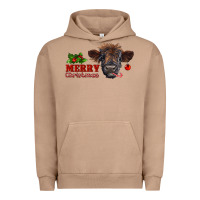 Pigment Burro merry christmas highland calf with candy cane Urban Hoodie - RanaPortraitStore