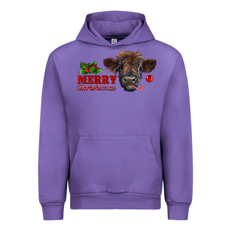 Merry Christmas Highland Calf With Candy Cane Urban Hoodie by RanaPortraitStore | Teevron