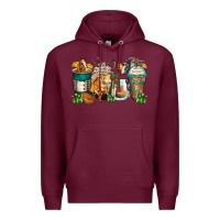 Burgundy horses coffee cups Premium Hoodie - Zillion Design Studio