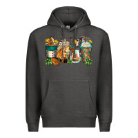 Charcoal Heather horses coffee cups Premium Hoodie - Zillion Design Studio