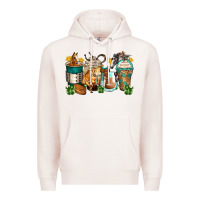 Pale Pink horses coffee cups Premium Hoodie - Zillion Design Studio