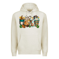 Oatmeal Heather horses coffee cups Premium Hoodie - Zillion Design Studio