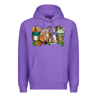 Purple horses coffee cups Premium Hoodie - Zillion Design Studio